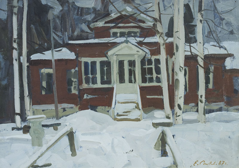 Картина Самсонов Е.И. Академ дача. 1987 г. Картон, масло.