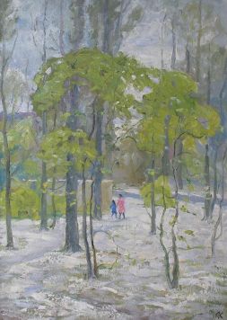 Картина Казакевич Л.Н. Первый снег. 1985 г. Оргалит, масло.