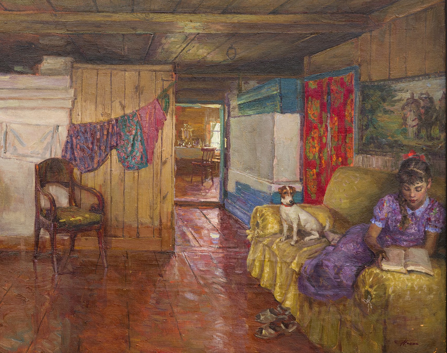 Картина Чайников Г.Л. Читая Бунина. 1992 г. Холст, масло.