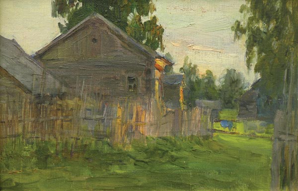 Картина Колесов М.С. Деревня Кузминки.  Холст, картон, масло