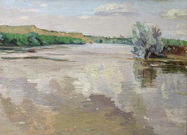 Картина Гиппиус Т.А. Пейзаж с рекой.  холст, масло.