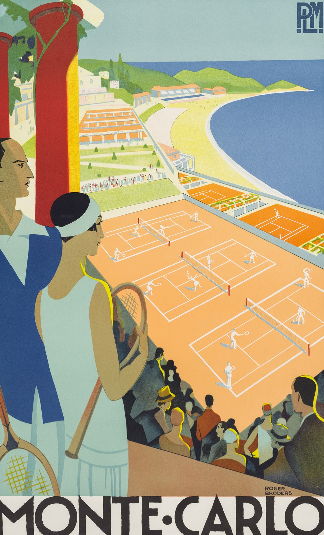 Туристический плакат. Monte-Carlo Tennis Monaco PLM.