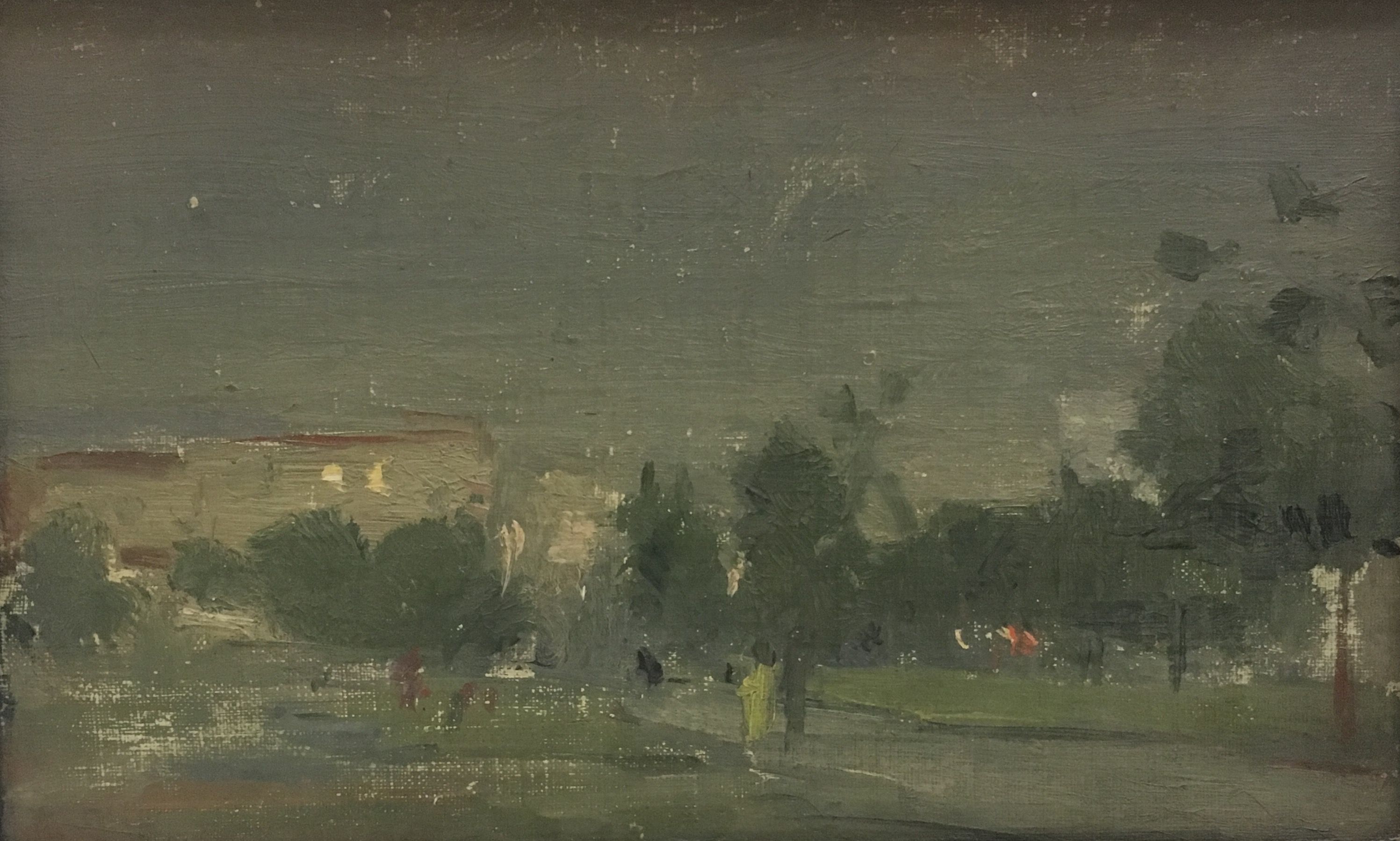 Картина Ромадин Н.М. Сумерки.  Картон, масло.
