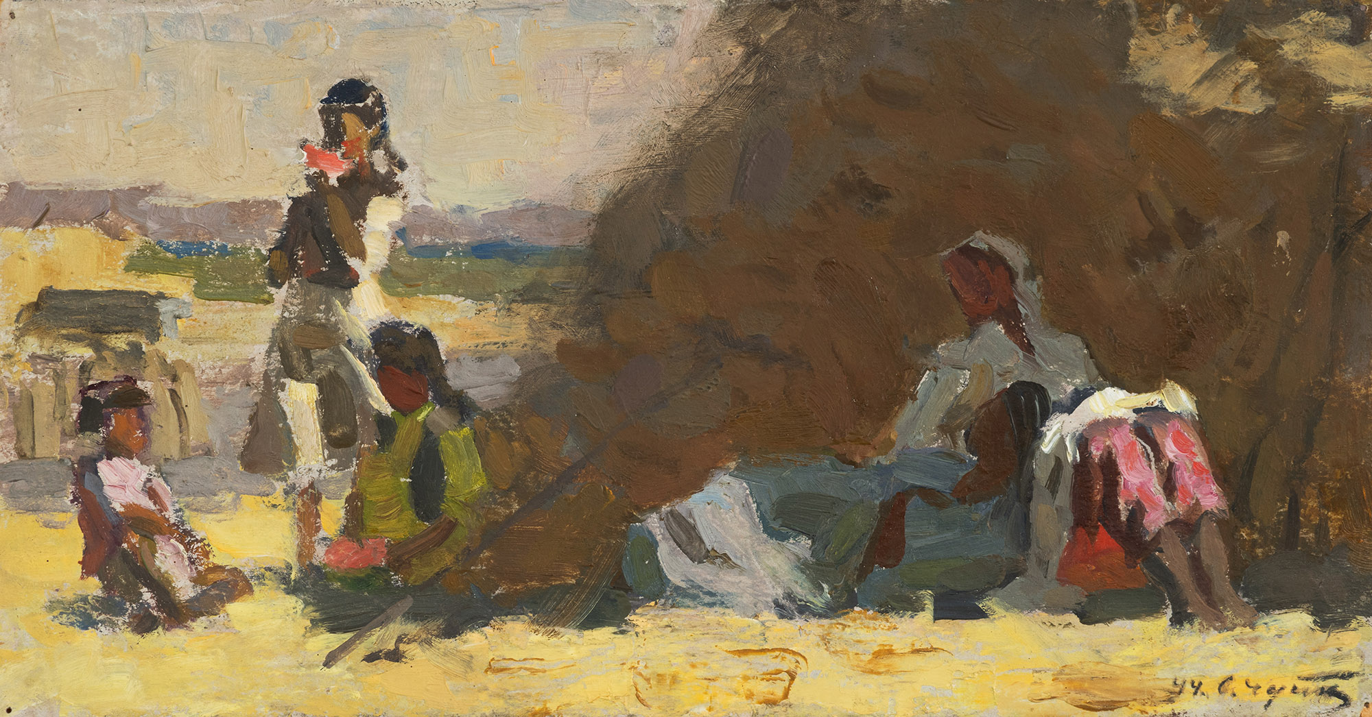 Картина Чуйков С.А. Эскиз к картине "Полдень". 1944 г. Картон, масло.