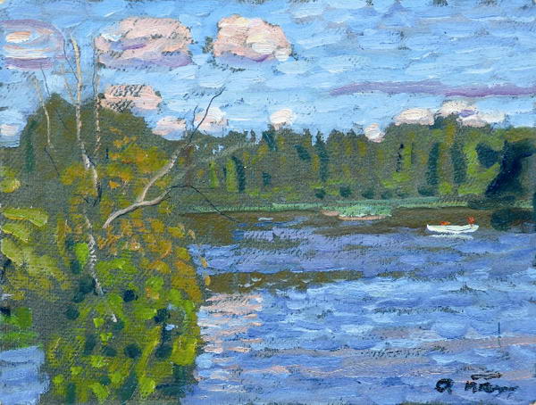 Картина Ткачев А.П. Розовые облака. 2001 г. Картон, масло.