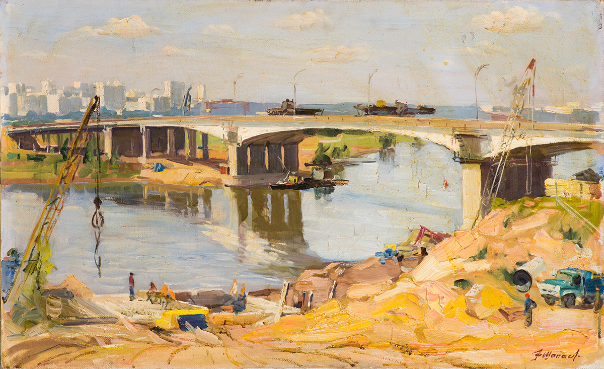Construction of the Shchukino-Strogino bridge.