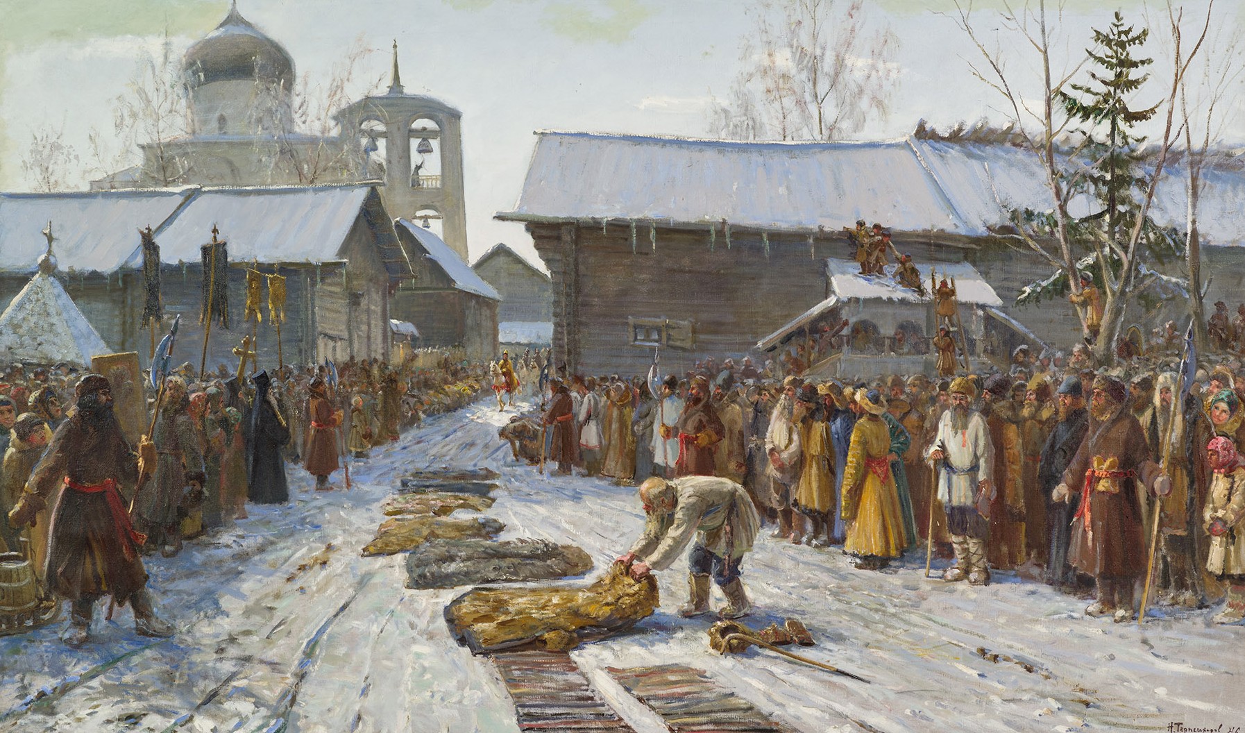 Картина Терпсихоров Н.Б. Возвращение Александра Невского с победой. 1946 г. Холст, масло.