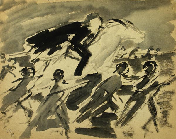 3 works from the series: “Sketch for painting a house of pioneers in Bryansk.”
