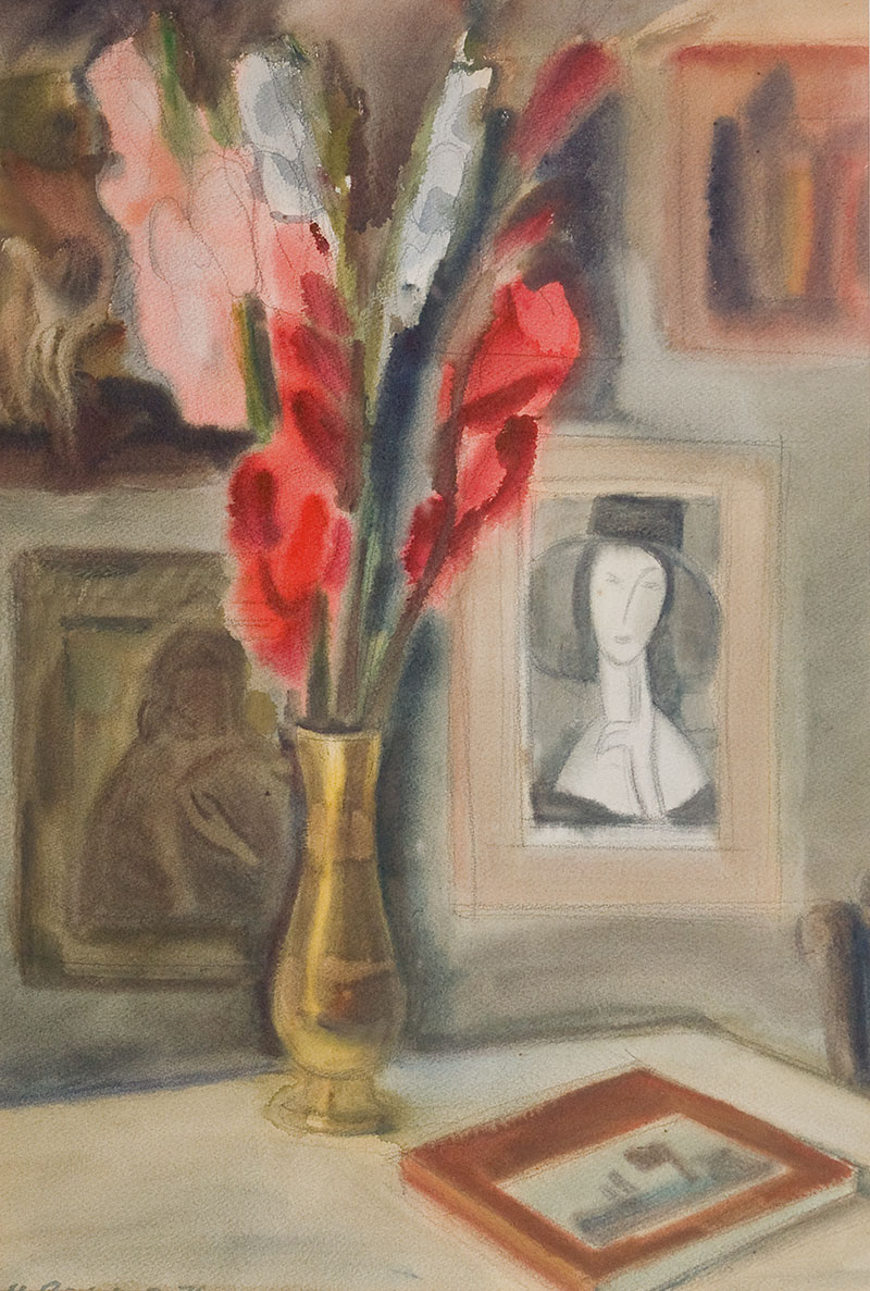 Картина Ройтер М.Г. Гладиолусы. 1970-е гг. Бумага, акварель.