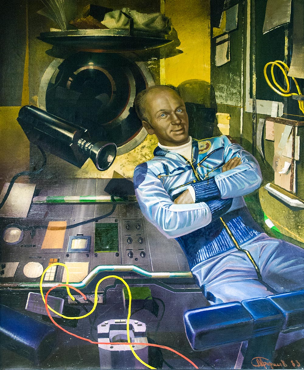 V.V. Lebedev on the Soyuz-13 spacecraft.