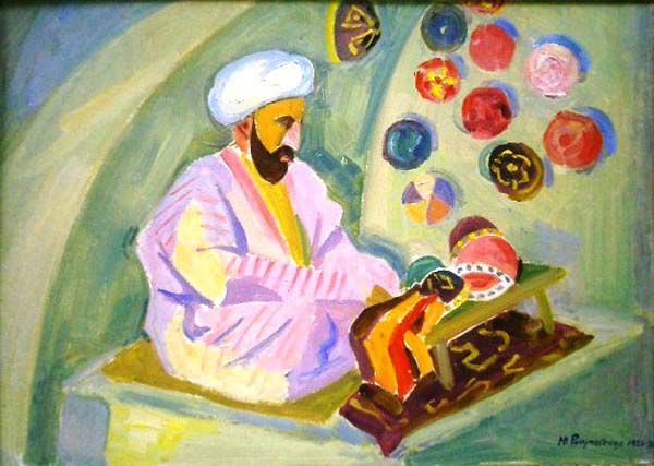 Bukhara. Tube cap seller.