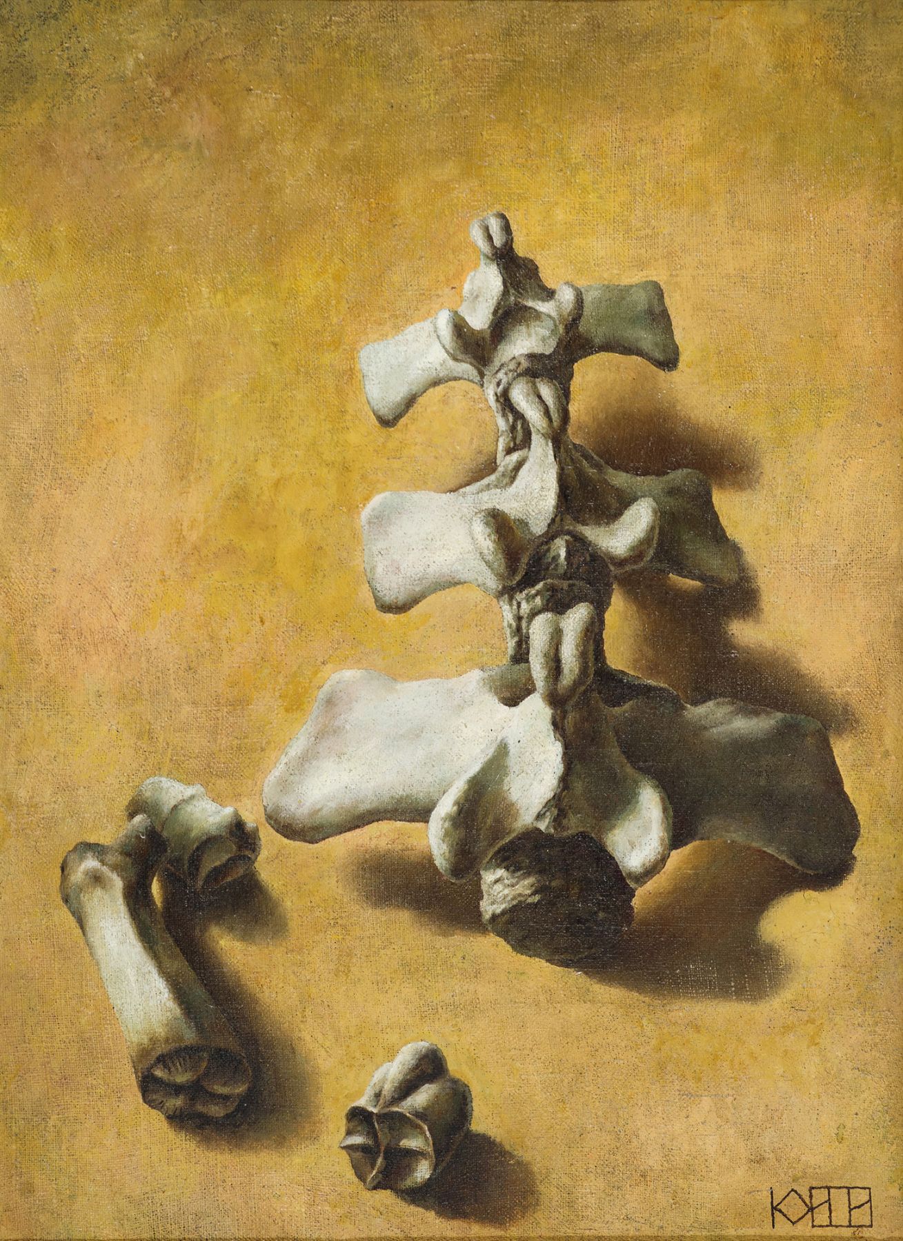 Картина Кундышев К.В. Кости. 2002 г. Холст на оргалите, масло.