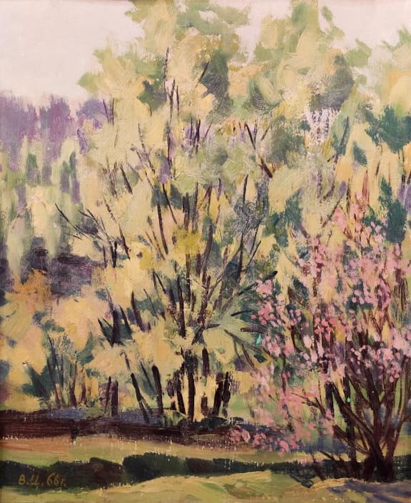 Картина Цыплаков В.Г. Май. 1966 г. Картон, масло.
