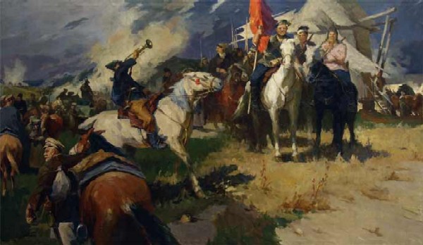 Red Army soldiers on the march.