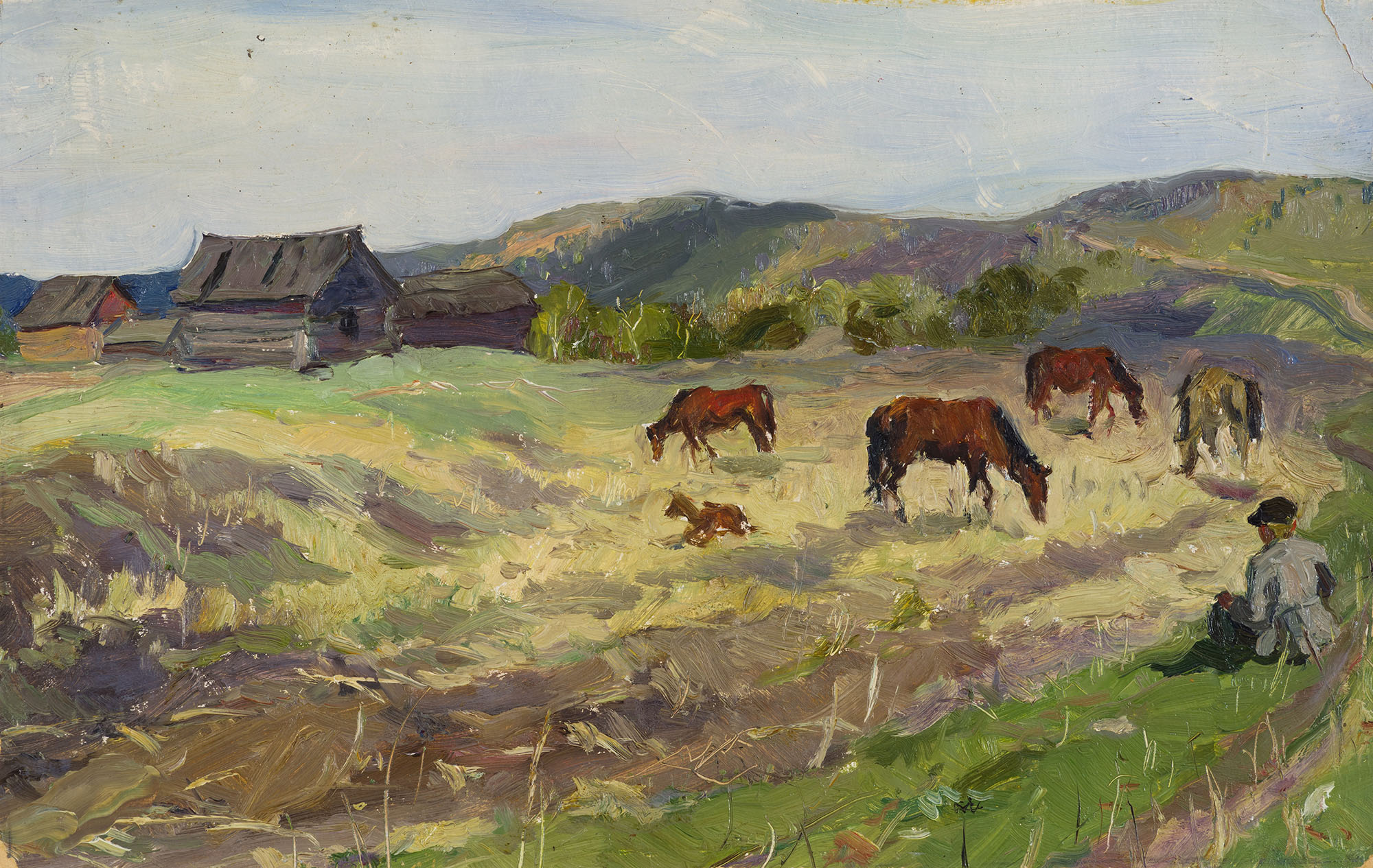 On the pasture.