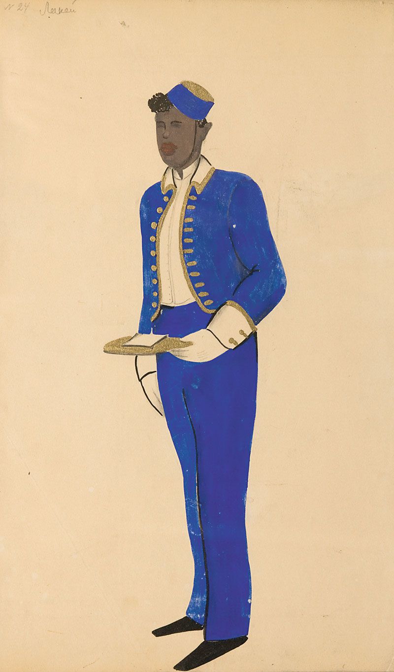 Lackey. Costume sketch for Ch. Lecoq's operetta "The Green Island".