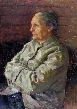 Картина Горелов Г.Н. Портрет Гореловой. 1965 г. Картон, масло.