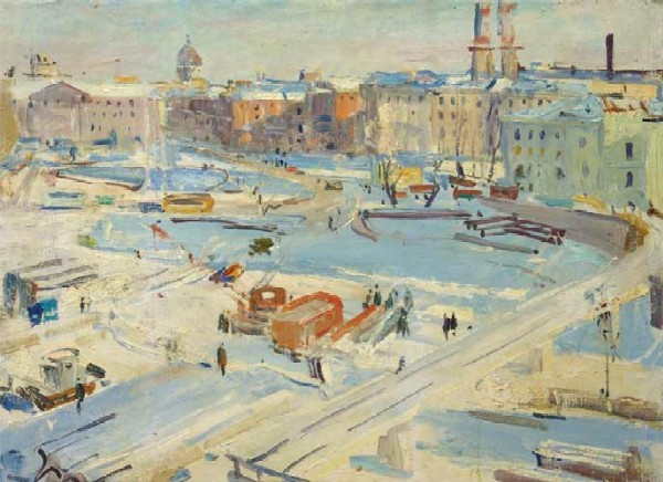 Vasilyevsky Island in winter.