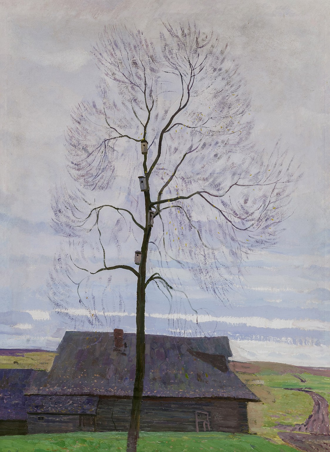 Картина Сидоров В.М. Скворечники опустели. 1969 г. Картон, масло.