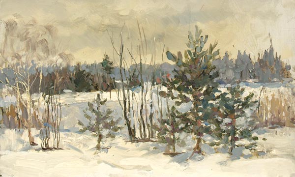 Картина Орлов В.С. Зима. 1960-е гг. Картон, масло.