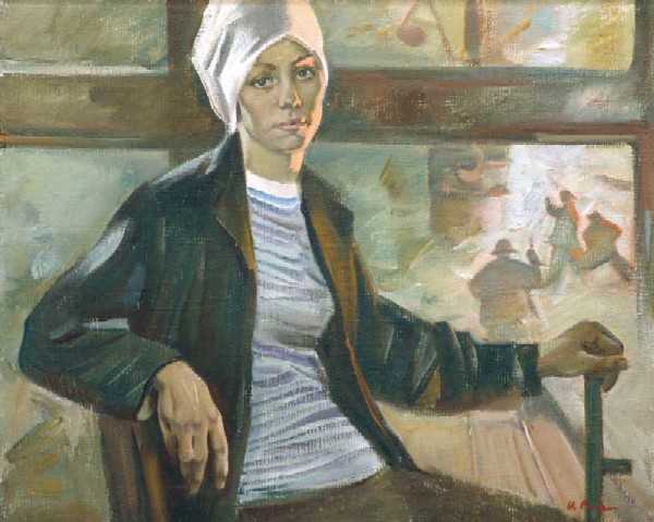 Картина Раздрогин И.А. Крановщица. 1962 г. Холст, масло.
