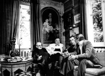 Group portrait of poets: Bulat Okudzhava, Andrei Voznesensky, Robert Rozhdestvensky, Evgeny Yevtushenko. 1987