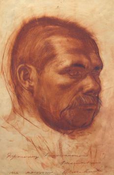 Картина Яковлев А.Е. Эскиз мужской головы. 1930-е гг. Бумага, сангина.