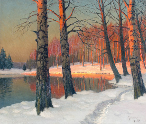 Картина Гермашев М.М. Зимний закат. Нач. ХХ в. Холст, масло.