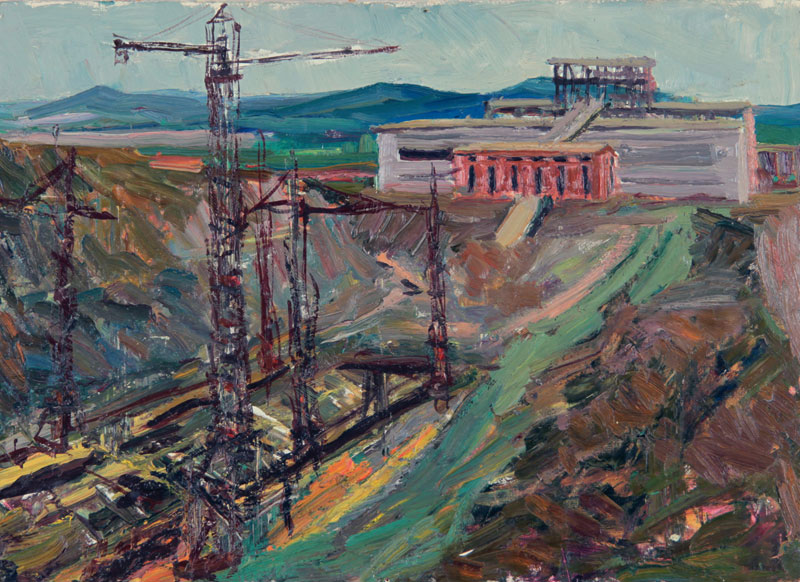 Construction of a hydroelectric power station. Pit.