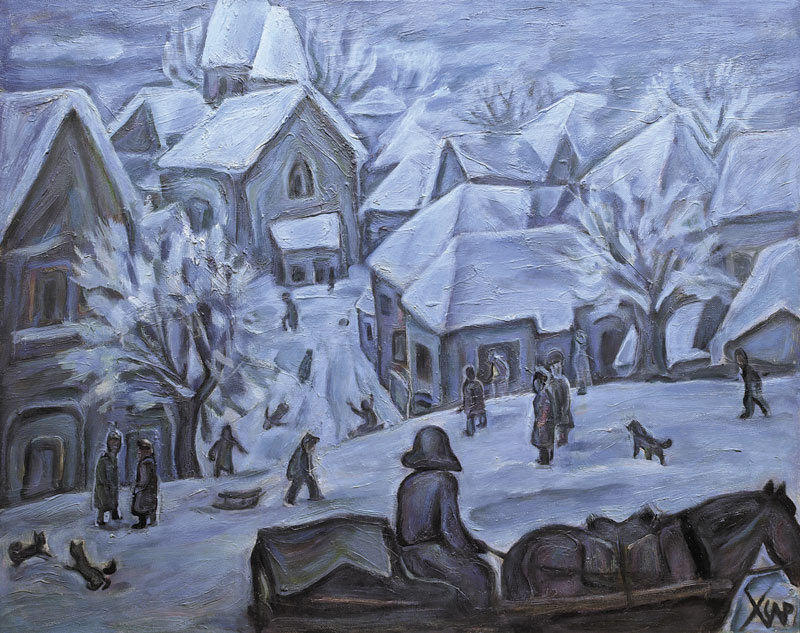 Картина Гассиев Х.И. Катание с горки. 1978 г. Холст, масло.