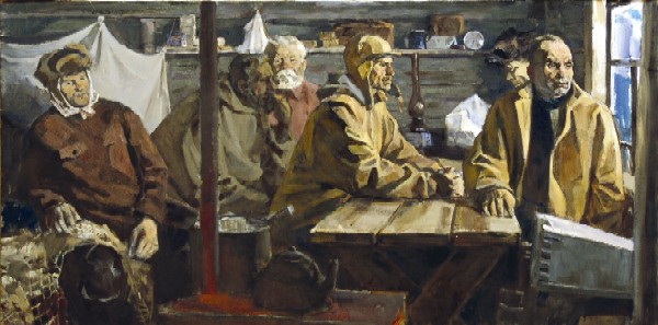 Картина Ермолин Р.Н. Пережидают непогоду. (Когда в Печорах штормит). 1972 г. Холст, масло.