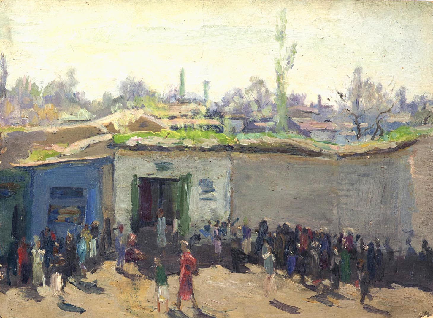 Картина Ромадин Н.М. Ташкент. Весна. 1942 г. Картон, масло.
