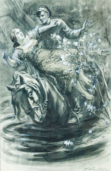 Картина Соколов-Скаля П.П. Влюбленные. 1952 г. Бумага, смешанная техника.