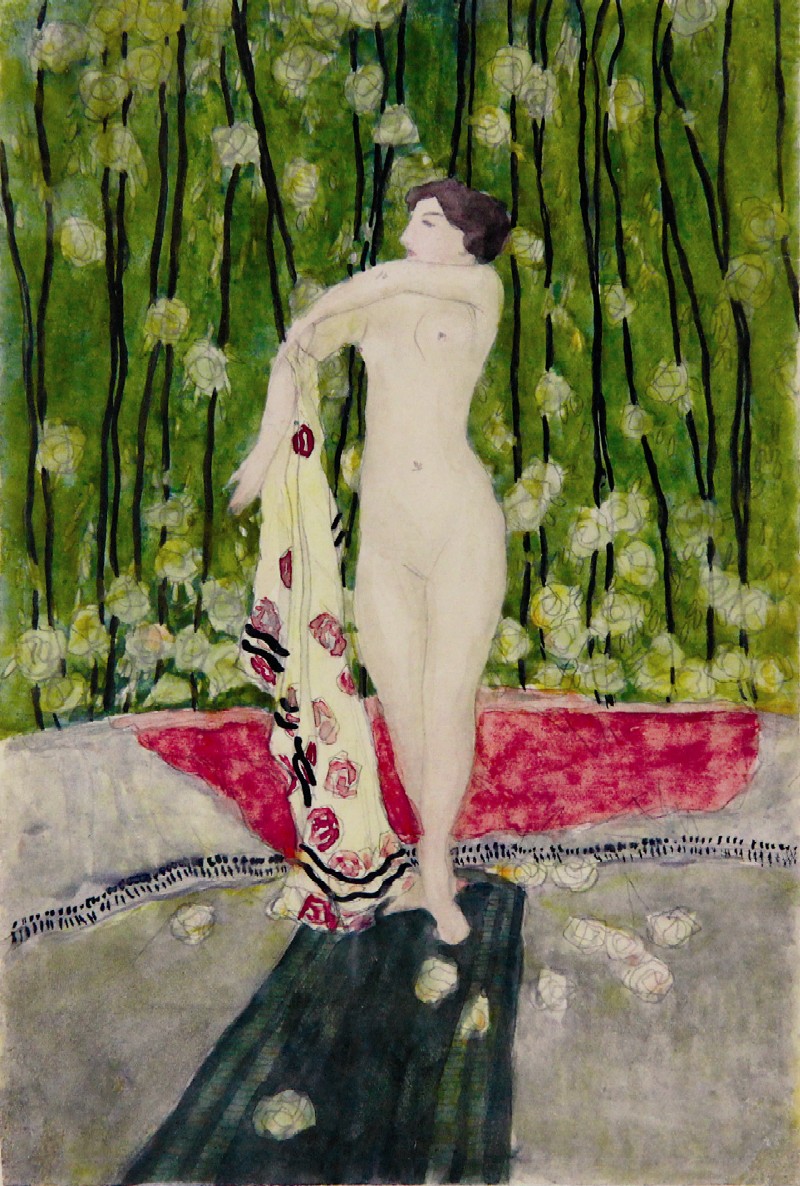 Картина Шевченко А.В. Натурщица. 1908 г. Бумага, акварель.
