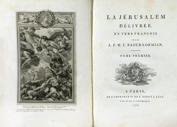 Torquato T. “La Jerusalem delivree.” In 2 volumes. En vers francois par L.P.M.F.Baour-Lormian.
