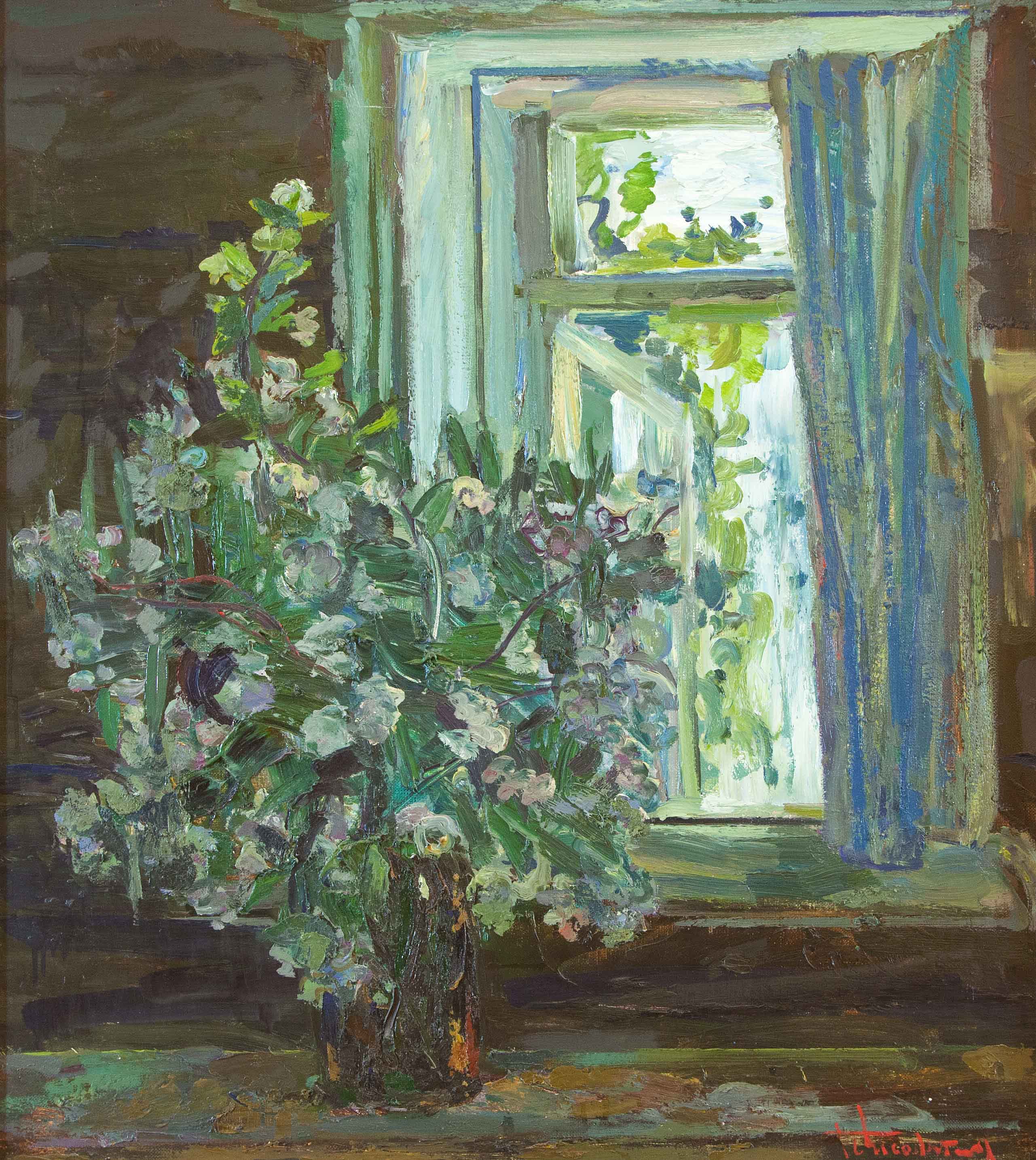 Картина Сысолятин Г.А. Жасмин цветет. 1995 г. Холст, масло.