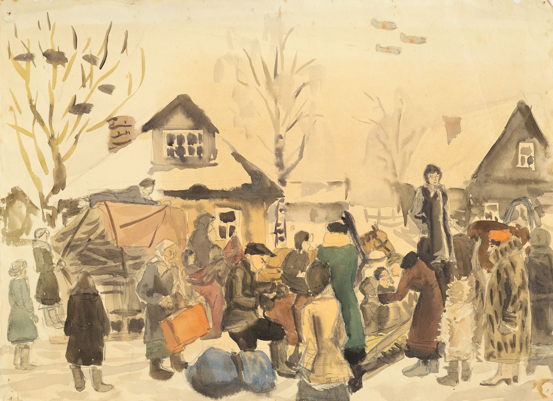 Borok village. Evacuees from Leningrad.
