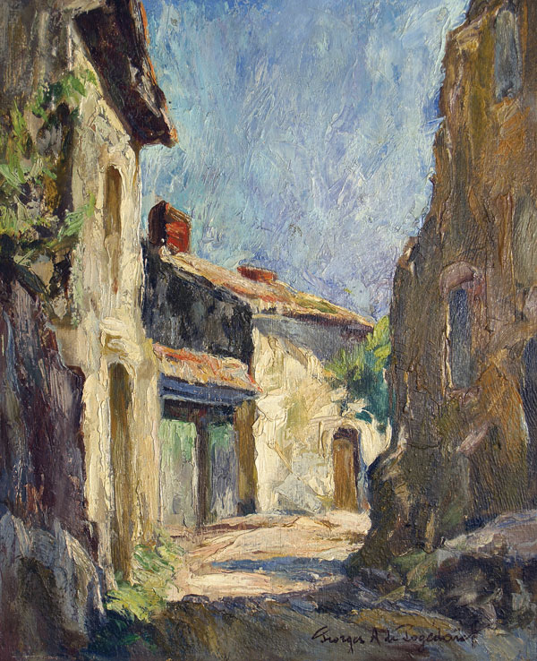 Картина Пожедаев Г.А. Улица Ван-Клюз.  Фанера, масло.