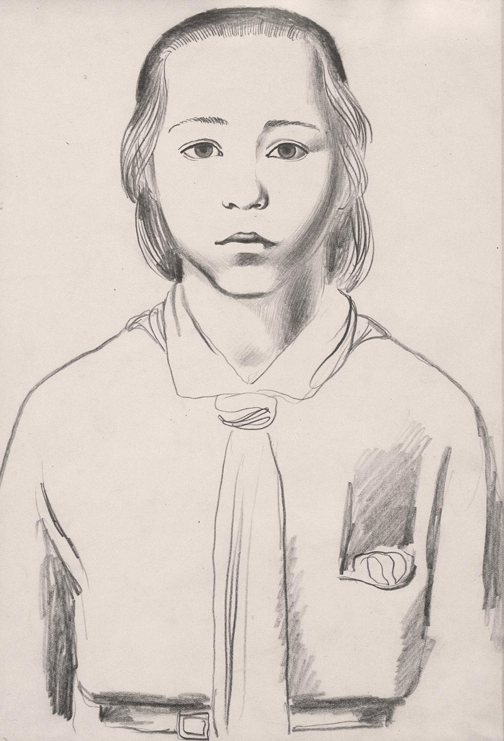 Картина Пахомов А.Ф. Пионерка. 1931 г. Бумага, графитный карандаш.
