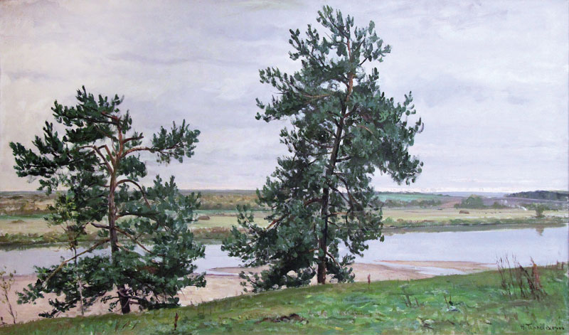 Картина Терпсихоров Н.Б. Сосны на берегу Оки. 1950-е гг. Холст, масло.