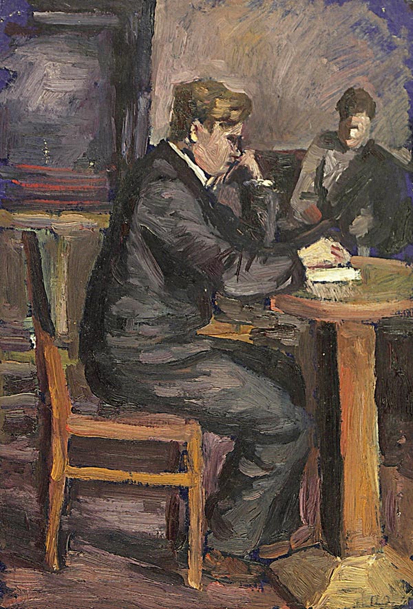 In the library.