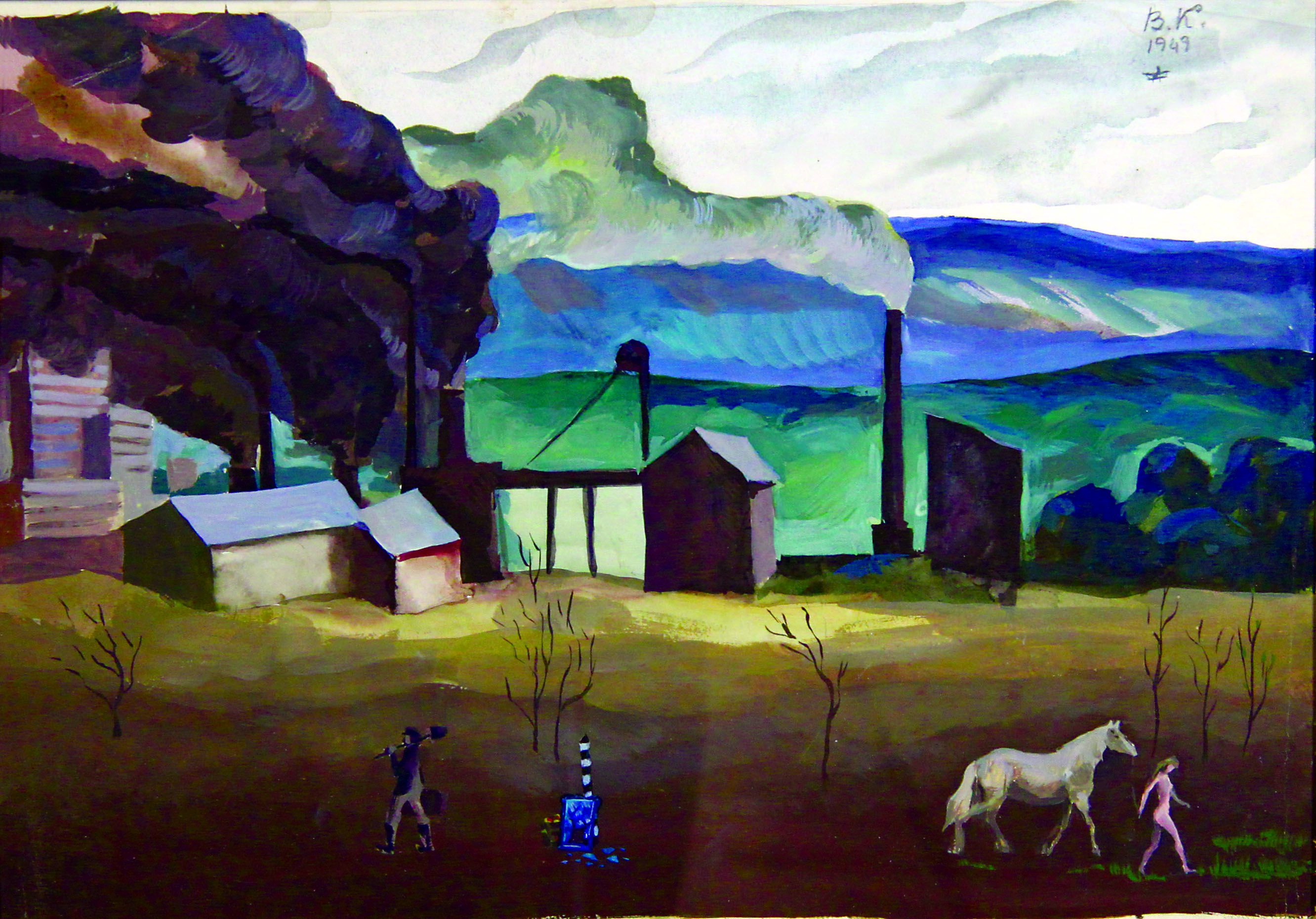 Картина Курдов В.И. По обе стороны. 1949 г. Бумага, см. техника.