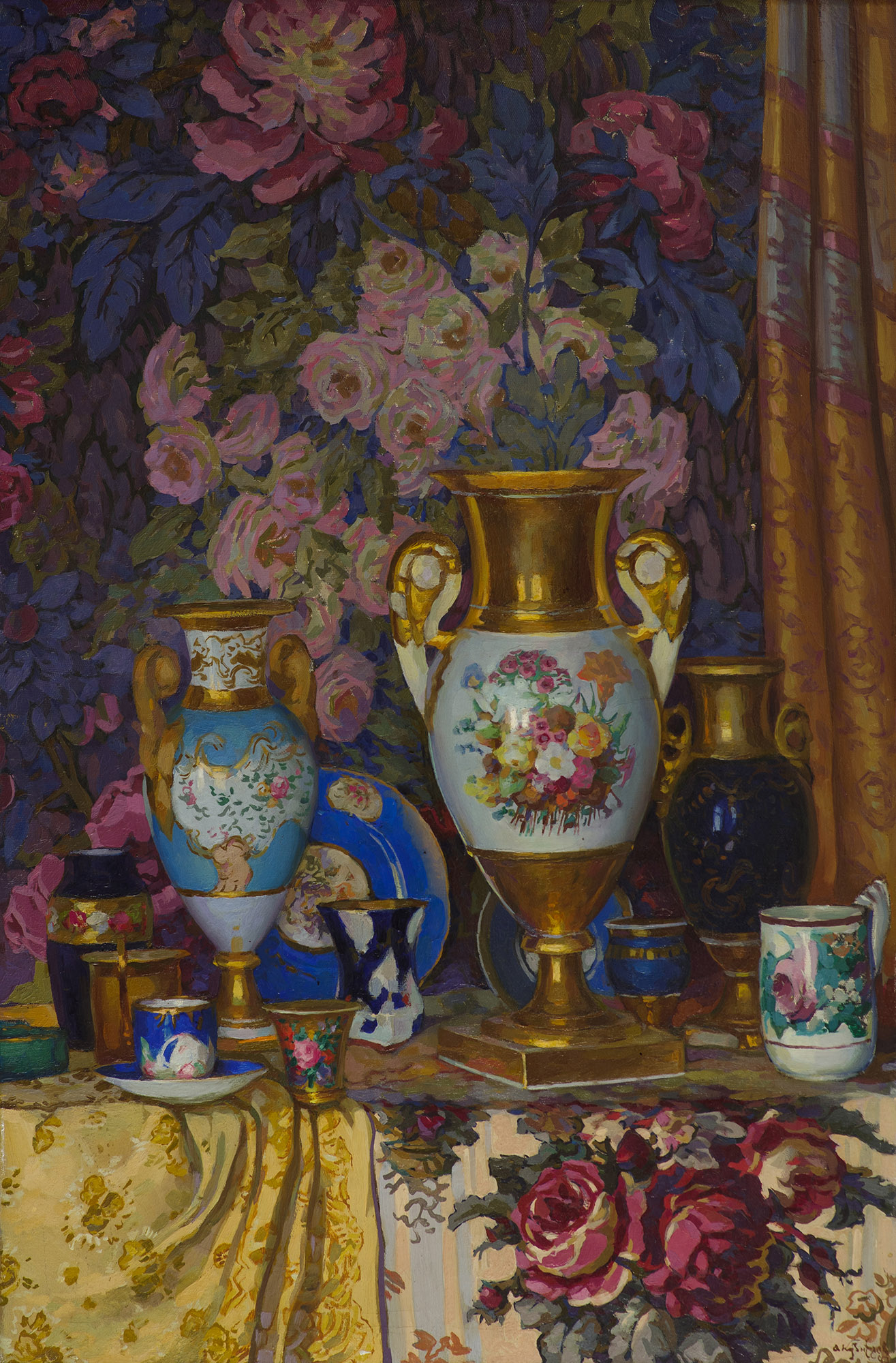 Картина Кузнецов А.М. Натюрморт с вазами. 1947 г. Холст, масло.