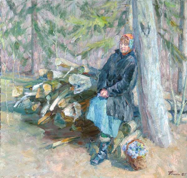 Картина Чайников Г.Л. Пригрелась. 2005 г. Холст, масло.