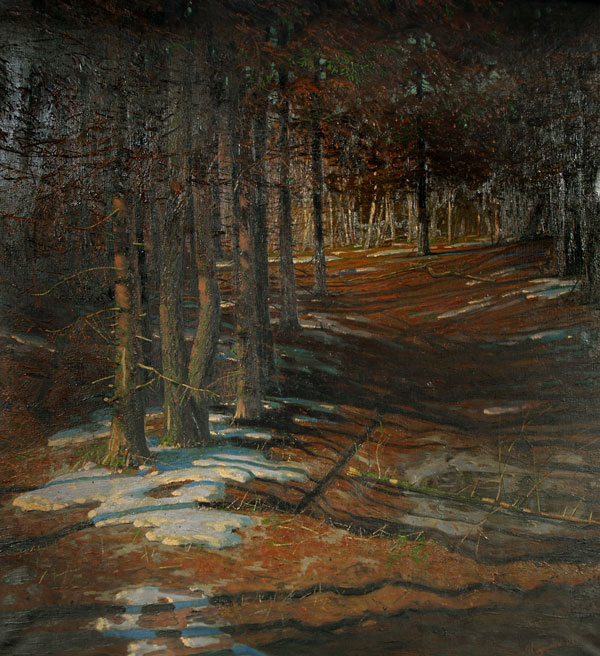 Картина Сушенок И.М. Проталины. Еловый песок.  Холст, масло.