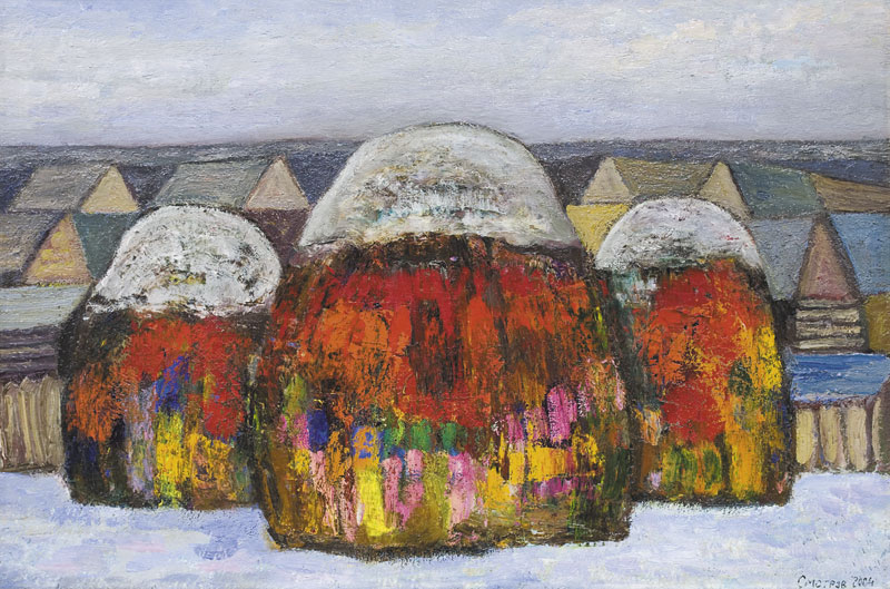 Картина Смотров Б.П. Стога зимой. 2004 г. Холст, масло.