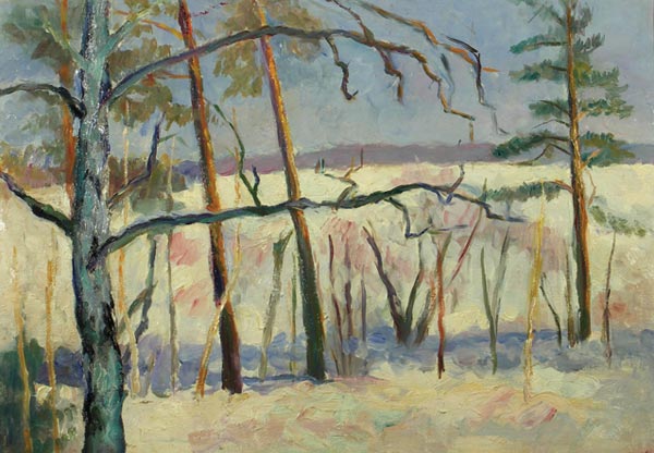 Картина Якушева А.И. Этюд: Март. Сенеж 1970 г. Холст на картоне, масло.