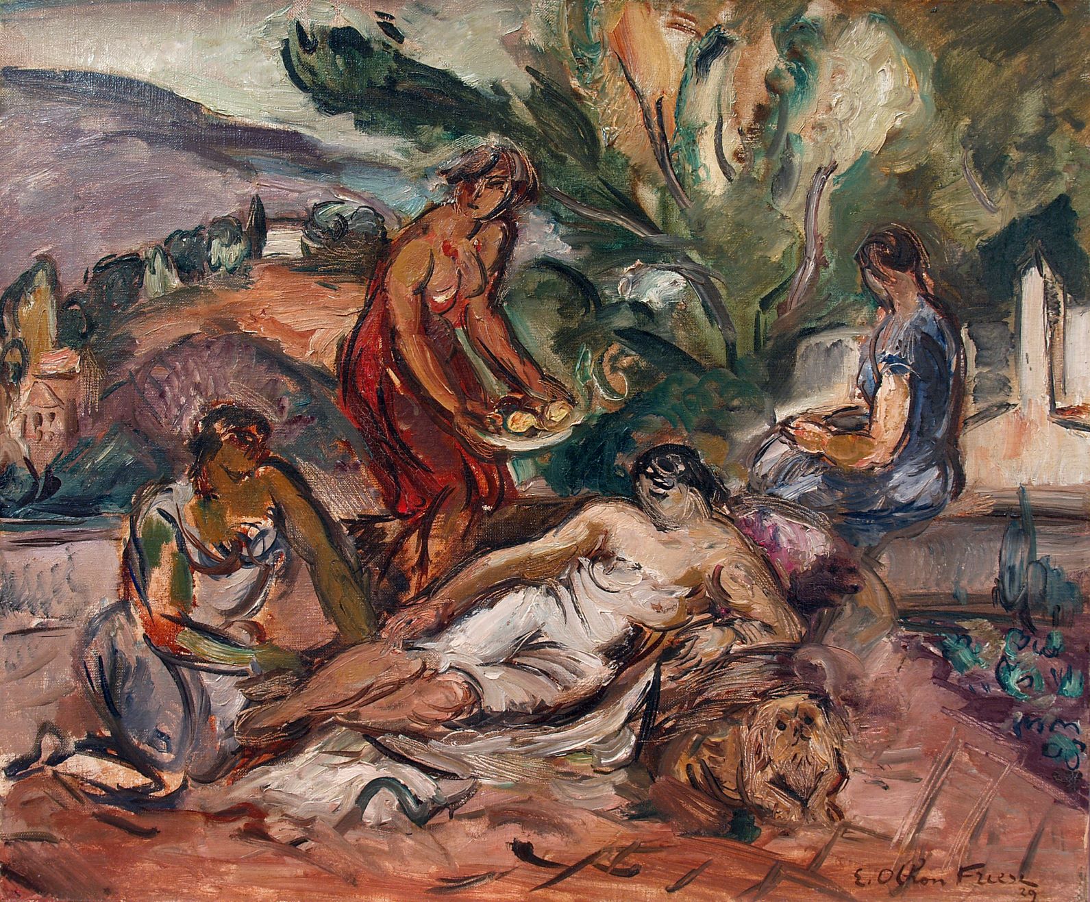 Картина Фриез Э.О. Обнаженные. 1929 г. Холст, масло.