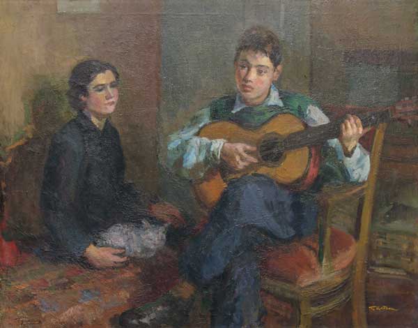Картина Цейтлин Г.И. Дуэт. 1947 г. Холст, масло.