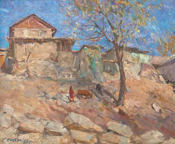 Картина Скубко С.М. Кишлак. (По мотивам Р.Р. Фалька). 1967 г. Холст, масло.